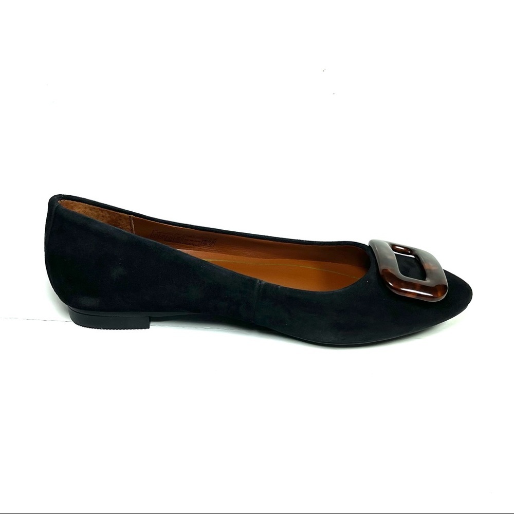 Vionic Womens Gem Amanda Ballet Flats Pointed Toe Buckle Black Suede Size 6 - Picture 2 of 10